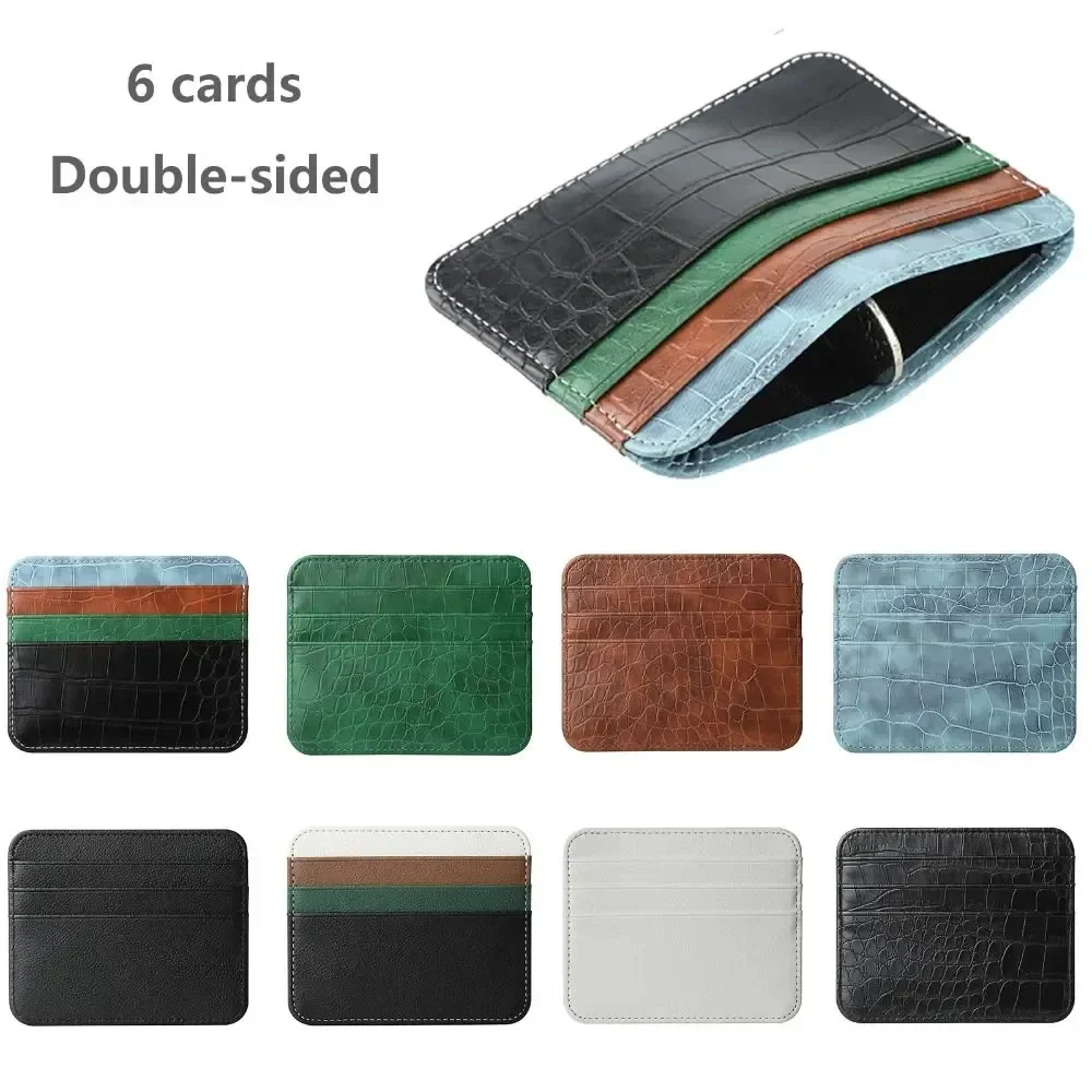 1PC Double-sided Card Holder Organizer Ultra-thin PU Leather Credit Card Sleeve Coin Pouch Wallet Card Protector Storage