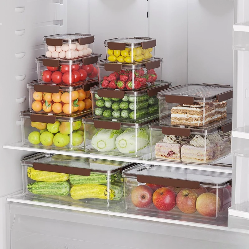 

5 шт./компл., прозрачная коробка для хранения свежести из полипропилена, прямоугольная коробка для хранения в холодильнике, может быть заморожен, герметичная