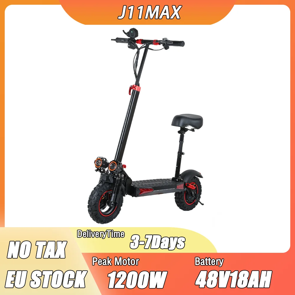 J11MAX E Scooter 1200W Motore 48V18ah Light Fold City Scooter elettrici Pneumatico da 11 pollici Materiale in lega di alluminio Scooter elettrici