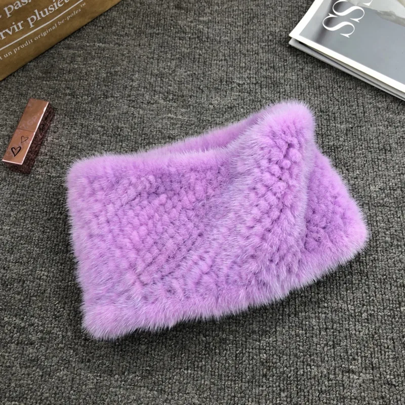 

Mink Fur Headband Scarf Winter Fashion Elastic For Girls Women Neck Warmer Ring Scarf Women Hand Knitted Natural Fur Scarves