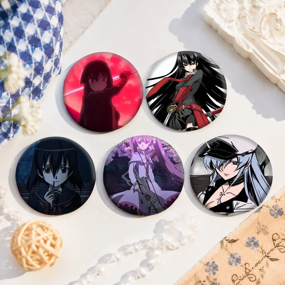 A-Akame Ga KILL Art Badges Button Round Creative Pin Brooch Badge Bag Decor Accessories Fans Collect Friends Gifts