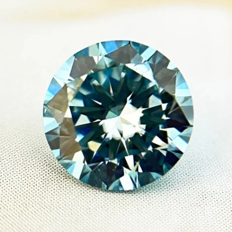 Moissanite Stone Gemstone Round Cut Aquamarine Colour Lab Created Diamond Advanced Jewelry Making Materials with GRA Certificate