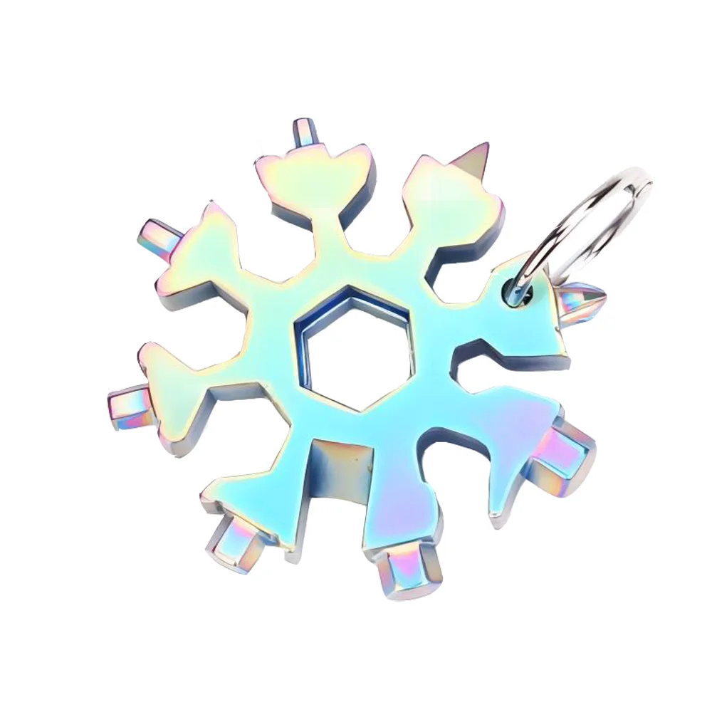 Llave de copo de nieve multifuncional portátil Hexagonal octogonal Edc, llave de tubo, todo de acero, tarjeta de herramientas 19 en uno