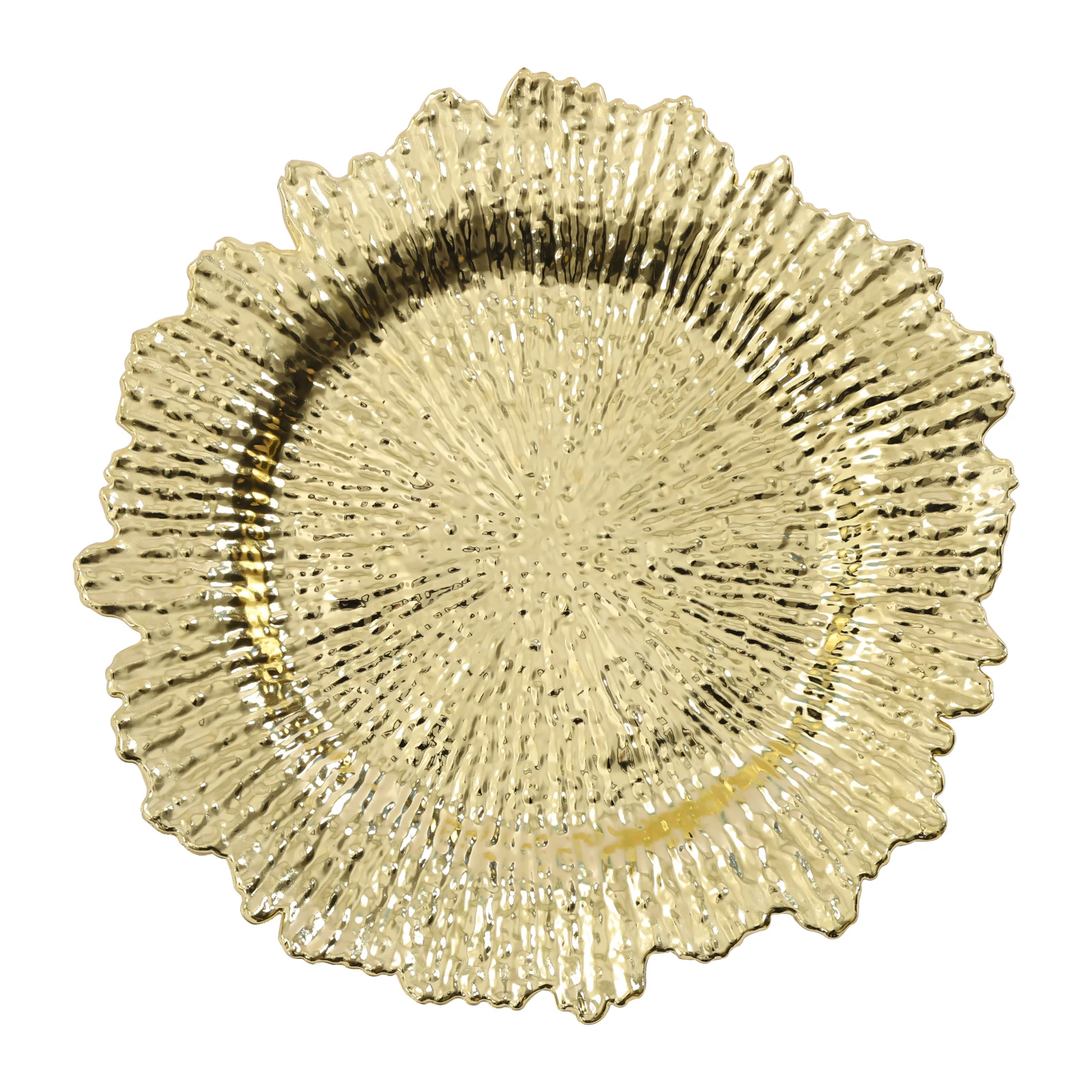 

24 pcs 13in Gold Western style snowflake plates Charger Plates Round Plastic Reef Plate for Dinner Party Wedding