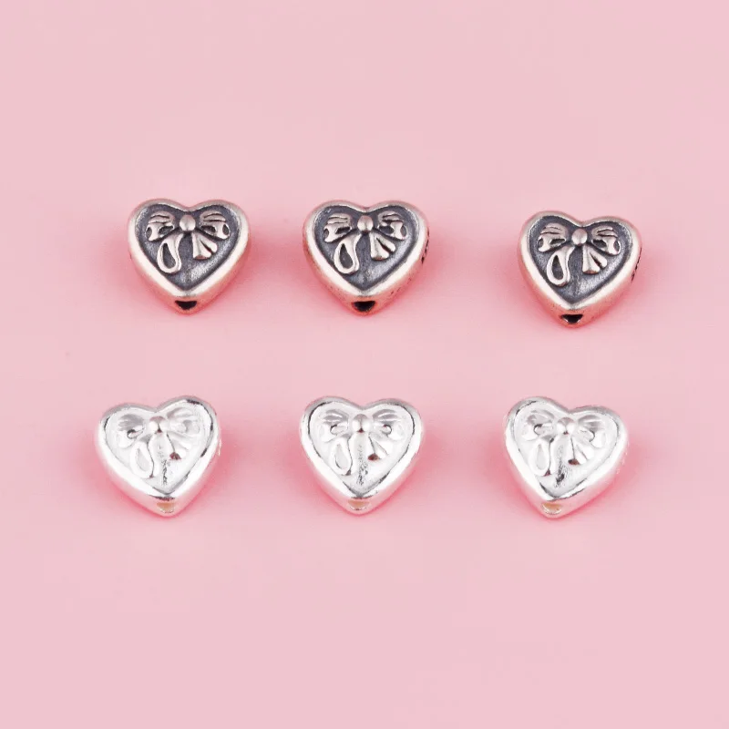 S925 sterling silver retro bow-shaped heart-shaped partition rope beaded diy accessory