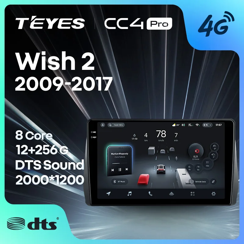 TEYES CC4 PRO For Toyota Wish 2 II XE20 2009 - 2017 CarPlay Android Auto 2DIN Autoradio Radio Multimedia Stereo