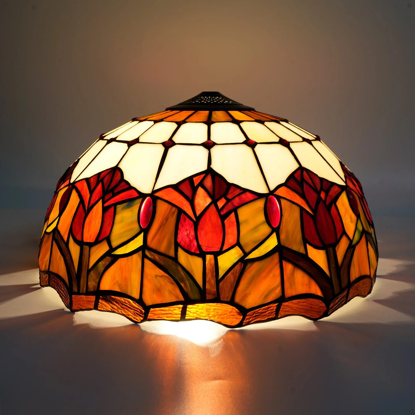 16 Inch Red Tulip Lampshade Replacement Only Stained Glass Lamp Shade Vintage Light Cover Accessories for table floor lamps
