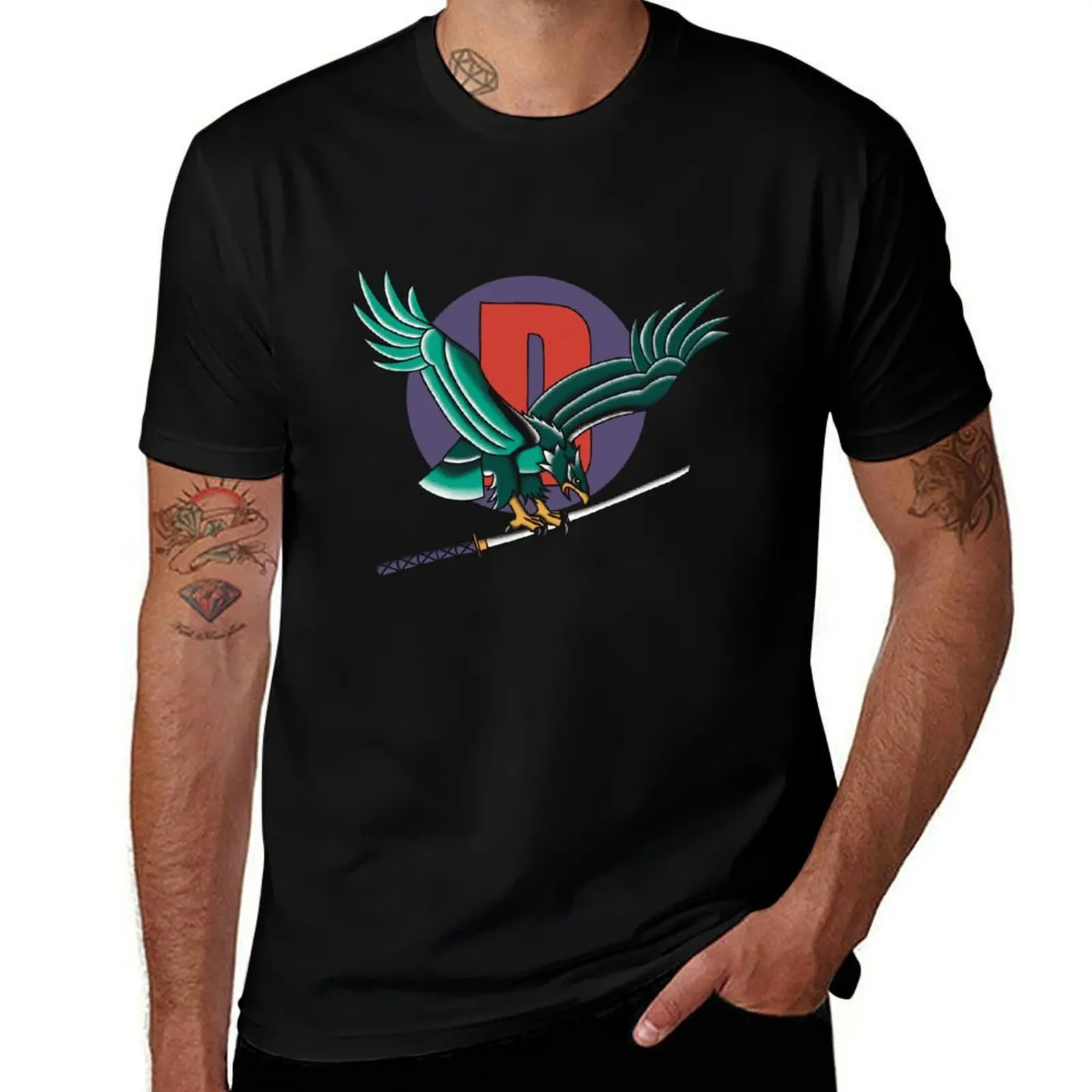 

BattleTech Jade Falcon Color American Traditional Tattoo No Text T-Shirt t shirts for man graphic tees t shirts designer T-shirt