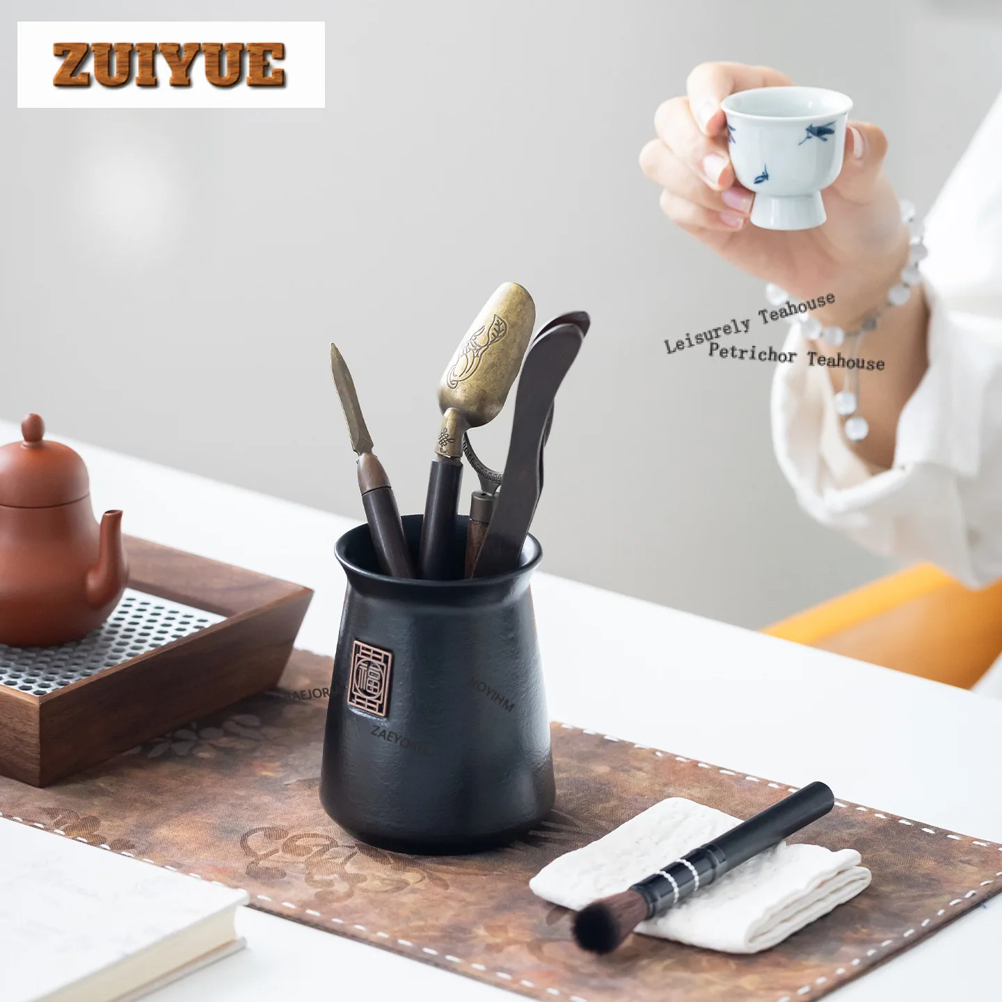

Ebony Wood Tea Six Gentlemen Luxury Tea Making Tools Tea Tool Canister Tea Tool Set Teaware Utensils Chinese Tea Set Decoration