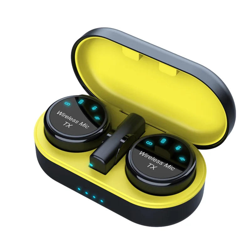 ELEC-ميكروفون Lavalier لاسلكي مغناطيسي لتسجيل الصوت والفيديو وتقليل الضوضاء مع علبة شحن