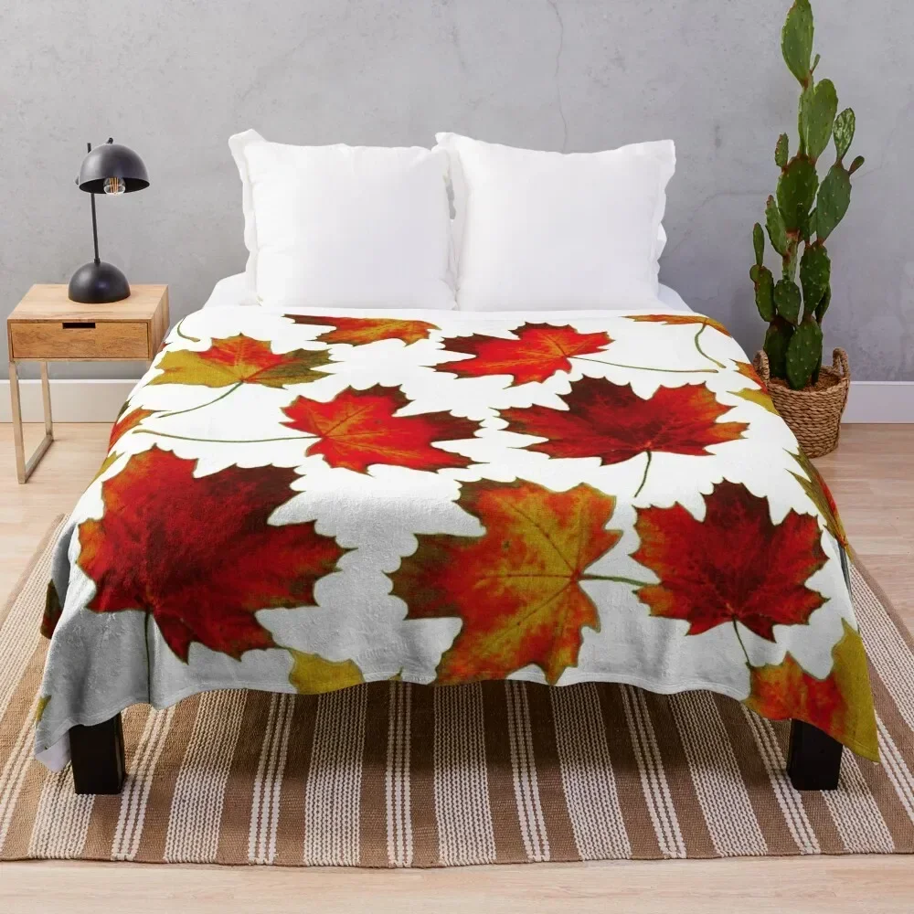 Autumn photo motif leaves, great autumn friends outfits, popular leaf patterns Throw Blanket Bed Soft Plush Plaid Sofas Blankets