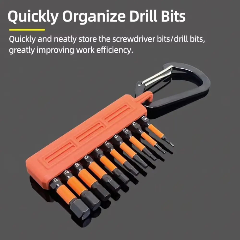 with Carabiner Screwdriver Bit Storage Organizer Portable Plastic Drill Bits Storage Case Shank Holder Screwdriver Bit Rack