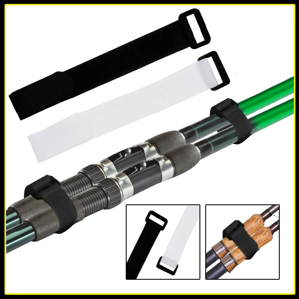 

10pcs Fishing Rod Holder Non-slip fixed Belt Reusable Fishing Rod Strapping Wrap Band Outdoor Fishing Tackle Tool Accessories