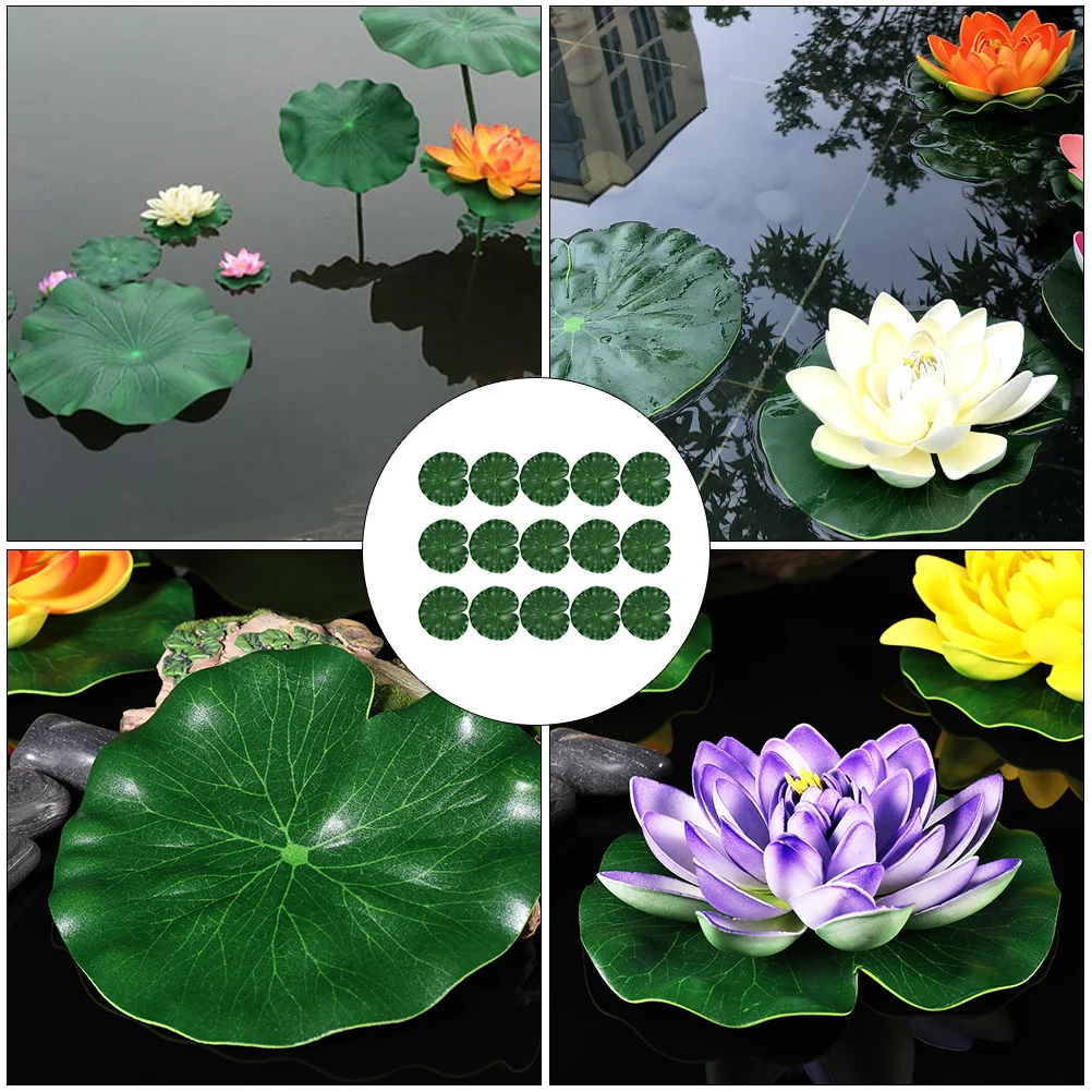 

15Pcs Simulation Lotus Leaves Faux Artificial Eva Material Floating Lotus Leaf Pool Pond Decoration Party Accessory