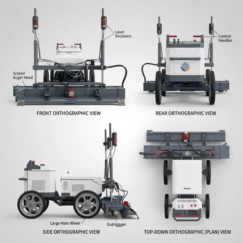 Laser Guided Concrete Floor Screed Machine Walk Behind Vibratory Leveler for Warehouse Factory Floor Construction Use