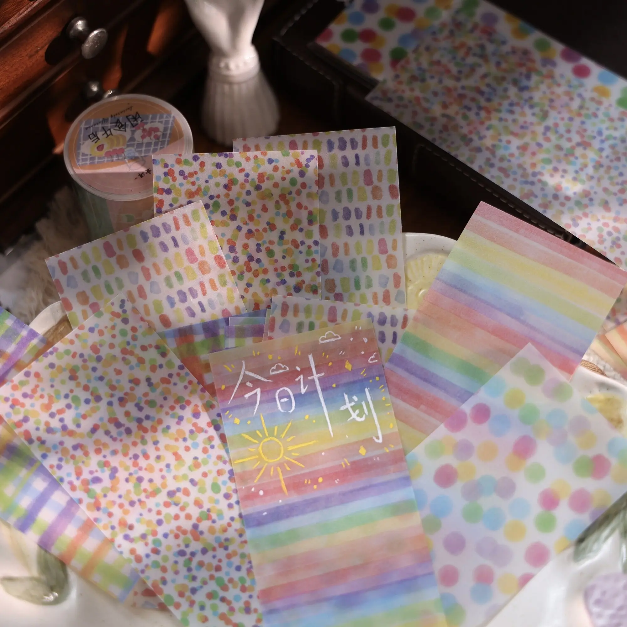 Image of YiEr Studio Vintage Regenbogen-Malerei Notizblock Papier Planer DIY Scrapbooking Kartenherstellung Plan Dekoration