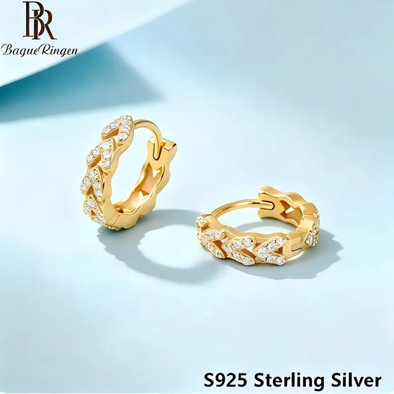 BR S925 Silver Full Diamond Ear Cuff with Wheat Heart Design, Elegant Women's Daily Wear Jewelry Gift