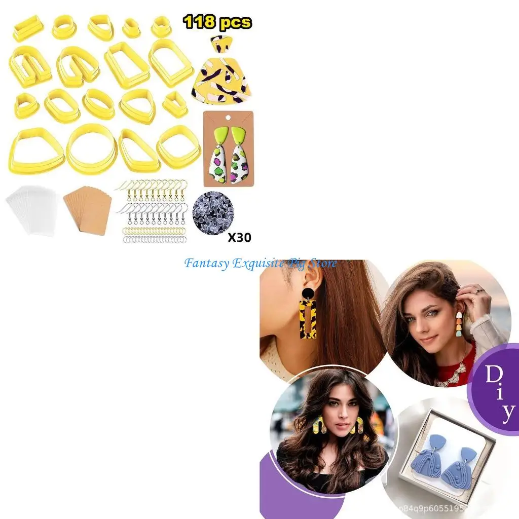 

18 форм, резаки для сережек, прозрачный уплотнительный пакет для пластиковых серег, ювелирных изделий, сделай сам, 118 шт., для