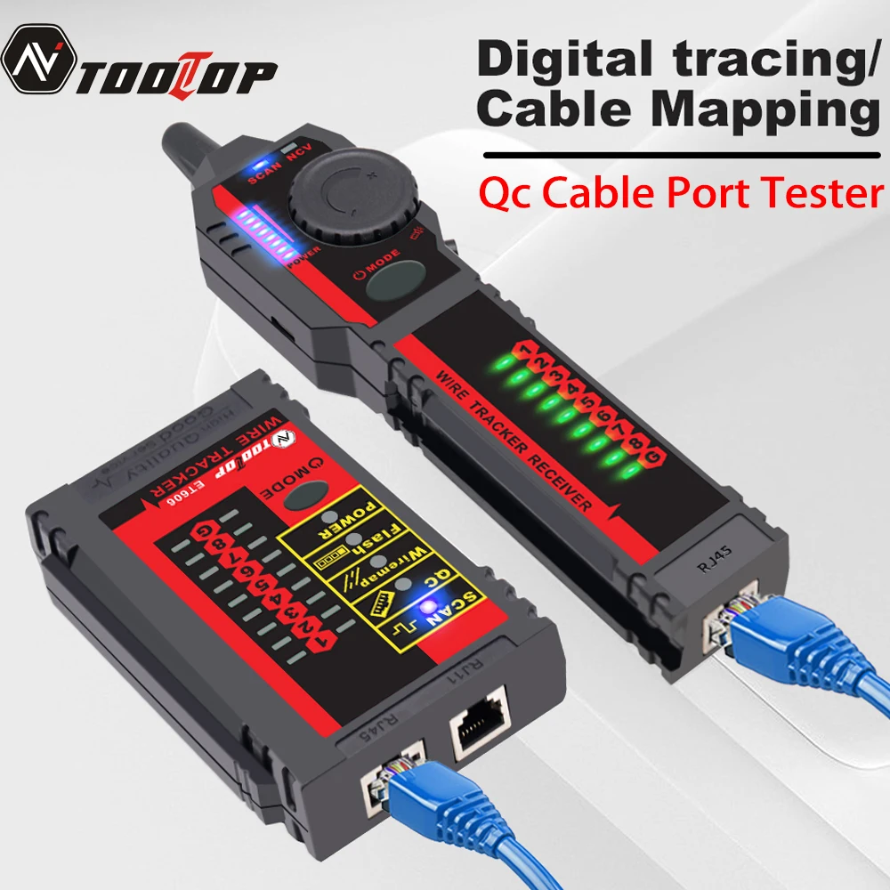 ET606 Network Cable Tester POE RJ45/RJ11 Tester 3KM Digital Cable Tracing Cross Short Circuit Inspection Crystal Port Tester