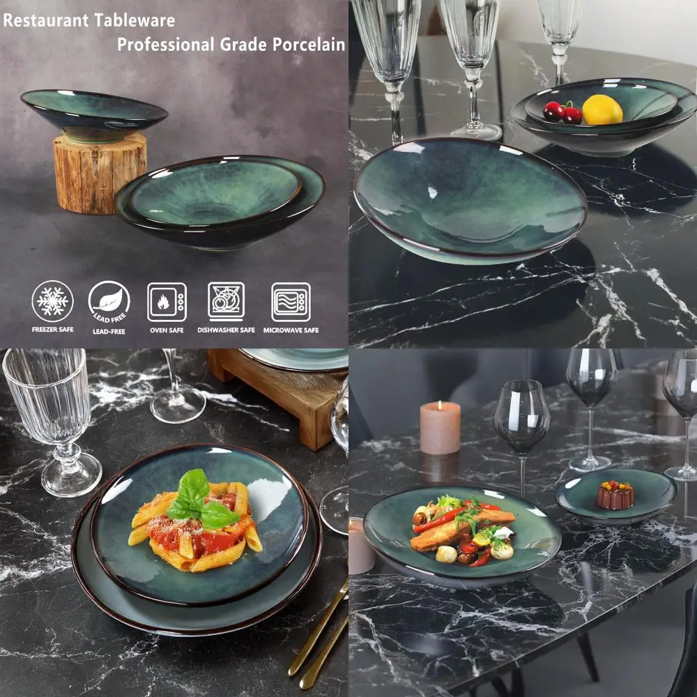 

Пара современных керамических тарелок для макарон и салатов — идеально подходит для званых ужина, сервировочных блюд и кухонных принадлежностей.