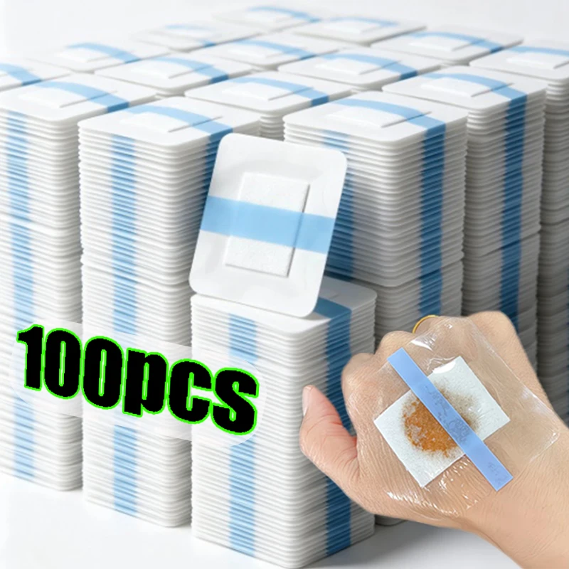 1/100Pcs PU Film Waterproof Wound Protect Auxiliary Material Paste Nonwoven Fabric Blank Plaster Fixed Breathable Adhesive Tapes