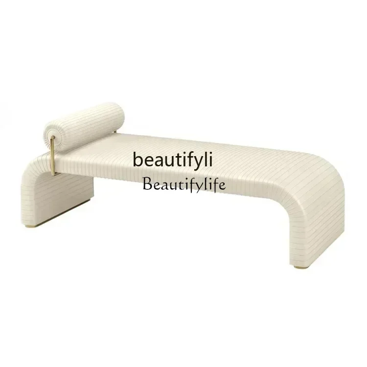 

03.Light luxury special-shaped bed tail pedal, modern dressing, Italian simple entry, couch fabric, dressing stool