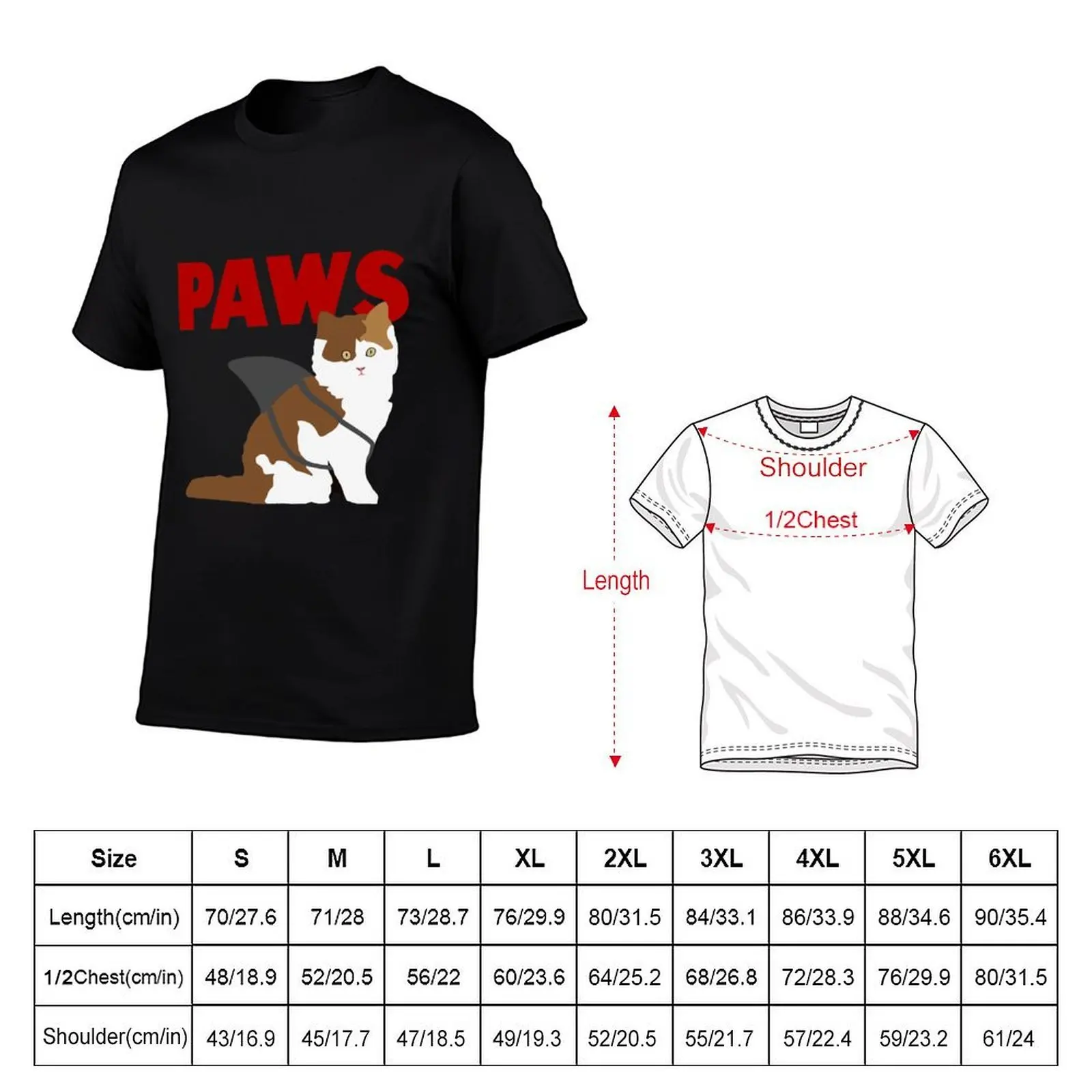 Picture 3: Paws - Jaws Parody T-Shirt No Iron Casual Short Sleeve Top