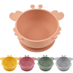 Children Dining Plate Cartoon Crab Suction Cup Anti Slip Food Grade Silicone Baby Self Feeding Training Complementary Food Bowl