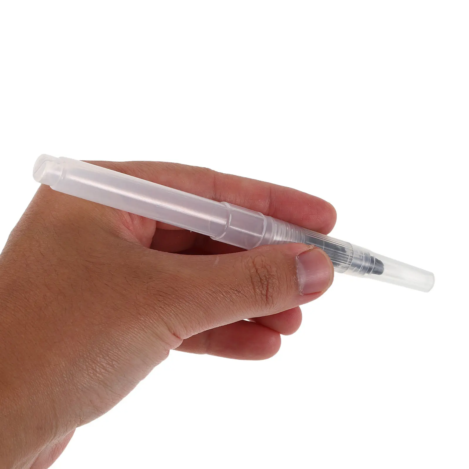 6Pcs Flat Watercolor Brushes Refillable Water Brush Pens with Visible Water Level Control Line Thickness Travel Friendly
