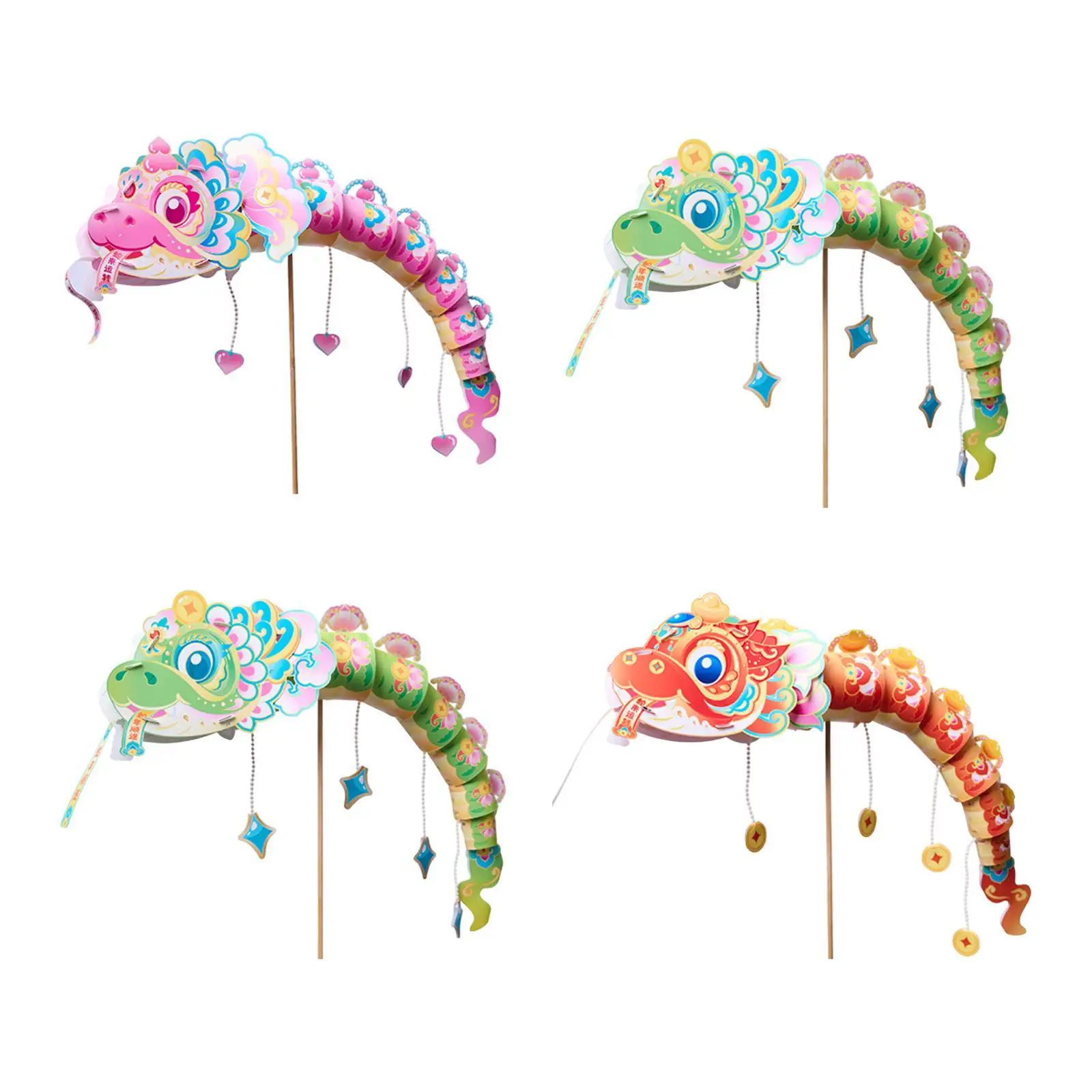 DIY Dancing Snake Paper Lantern Craft Kit Decoration Snake Paper Puppet Decoration Educational Toy Children Creative Fun Lighted