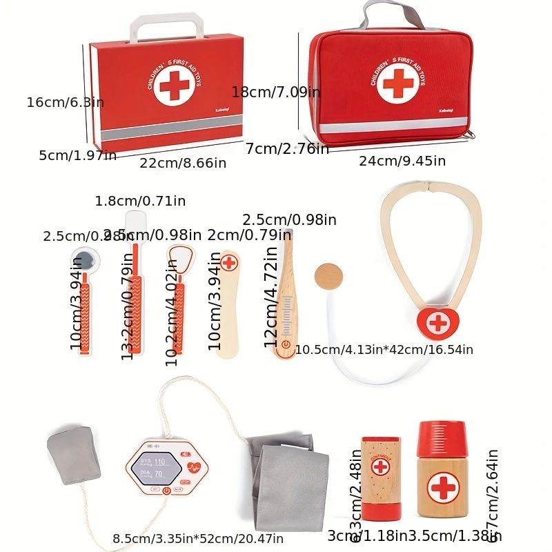 ألعاب تعليمية للطبيب التظاهري الخشبي للأطفال، مجموعة الصدر المحاكاة الطبية للأطفال، لعبة التظاهر للعب الأدوار