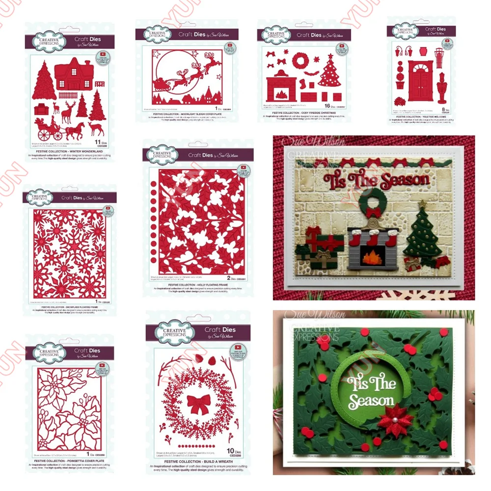 2024 August Newest Christmas Moonlight Sleigh Cover Plate Craft Die Clear Stamps or Cut Dies Sets DIY Making Card Scrapbooking