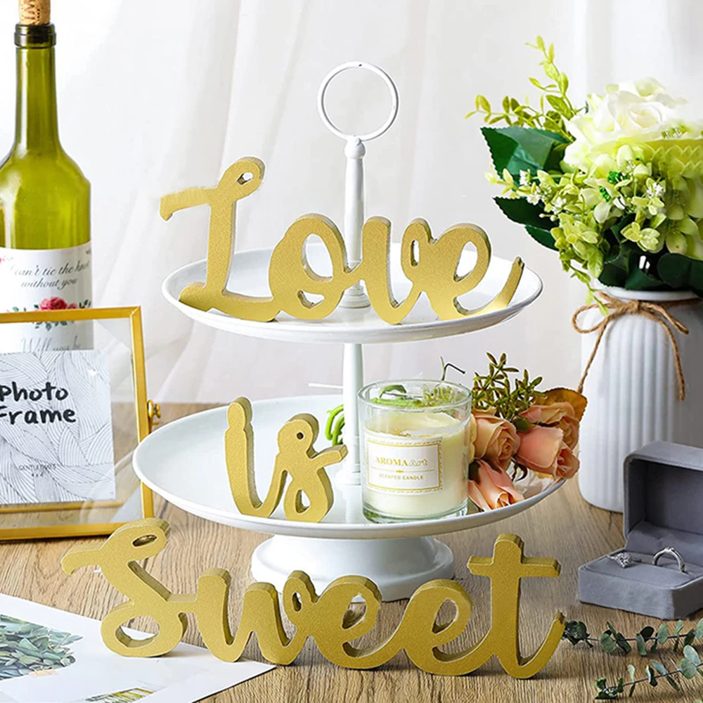 

Chzimade "love Is Sweet"wooden Letters Wedding Sign for Sweet Heart Table Decor Romantic Marriage Party Decorative Accessorie