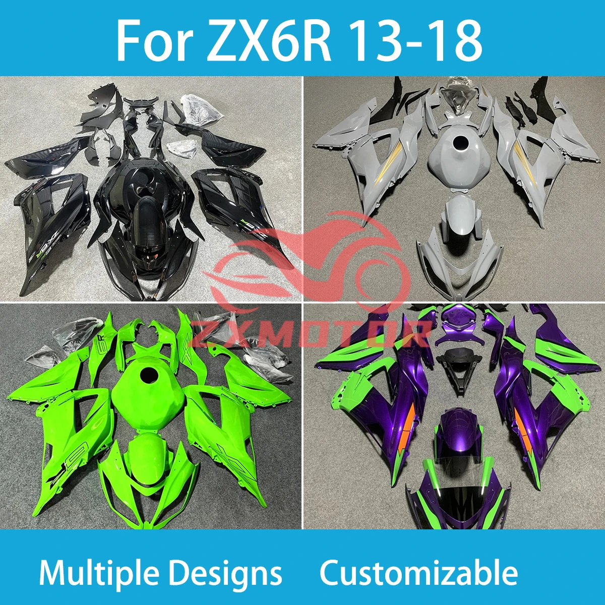 

ZX6R 13 14 15 16 17 18 Cool Fairings for KAWASAKI ZX 6R 636 2013 2014 2015-2018 Motorcycle Plastic Set Injection Fairing Kit