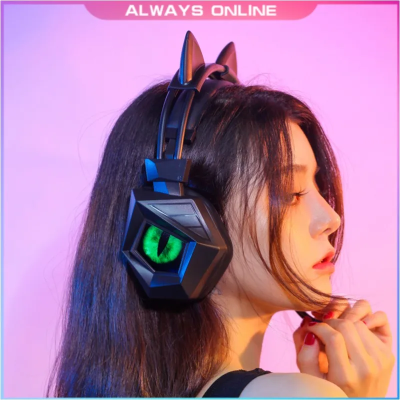 Soyto Sy-g15 Wired Headphones Mechanical Rabbit Ears Horn Headset Breathing Glow Gaming Headphone Accessory For Computer Gifts