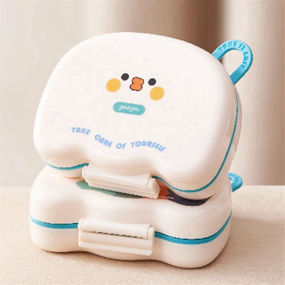 HHTL-Boîte à Médicaments Ronde Portable en Plastique, 2 Pièces, Dessin Animé Mignon, Scellée, Humidité, Rangement Multi-Compartiments