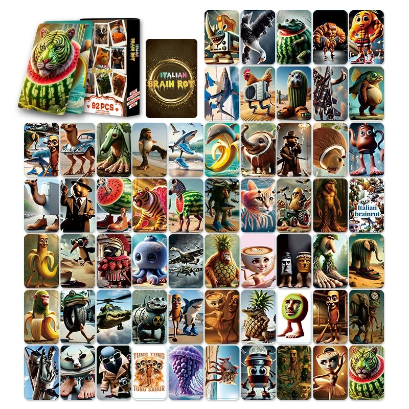 Italian Brainrot Creative Laser Card Tung Tungtung Sahur Telala Funny Shark Cartoon Game Derivative Peripheral Cards Party Gifts