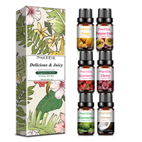 PHATOIL 6pcs Fragrance Oil Set For Diffuser Aromatherapy 10ml Mango Strawberry Cherry Coconut Grape Lime Apple Fig Aroma Oils