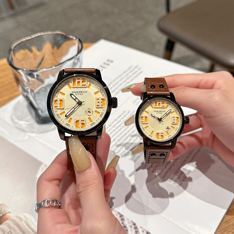 

Aiqi 2024 New Fashion Neutral Temperament Quartz Watch Cool Belt Commuter Watch Female Couple