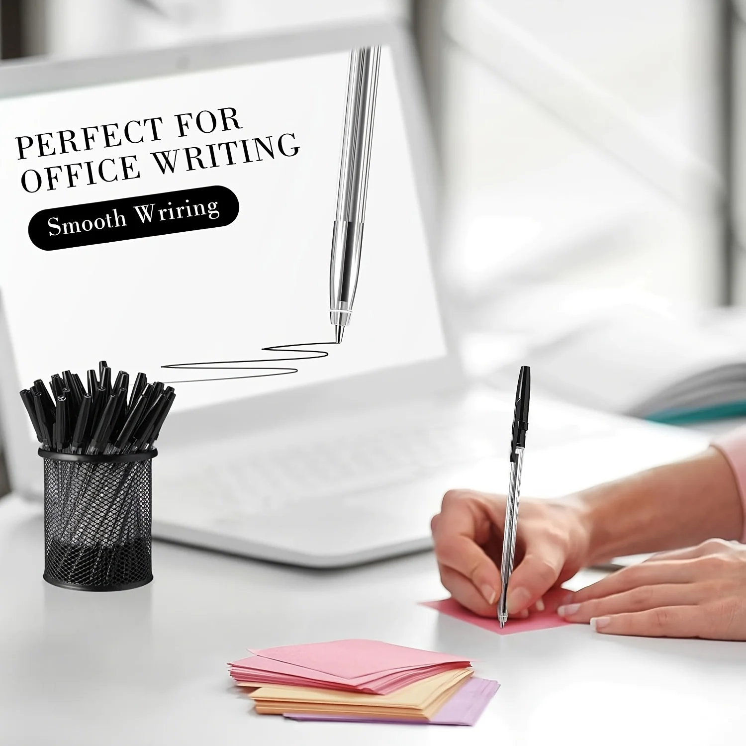 200pcs Ballpoint Pens Bulk Black Ink, 1.0mm Medium Point, Bullet Tip Smooth Writing Pens for Office, Business, School Supplies