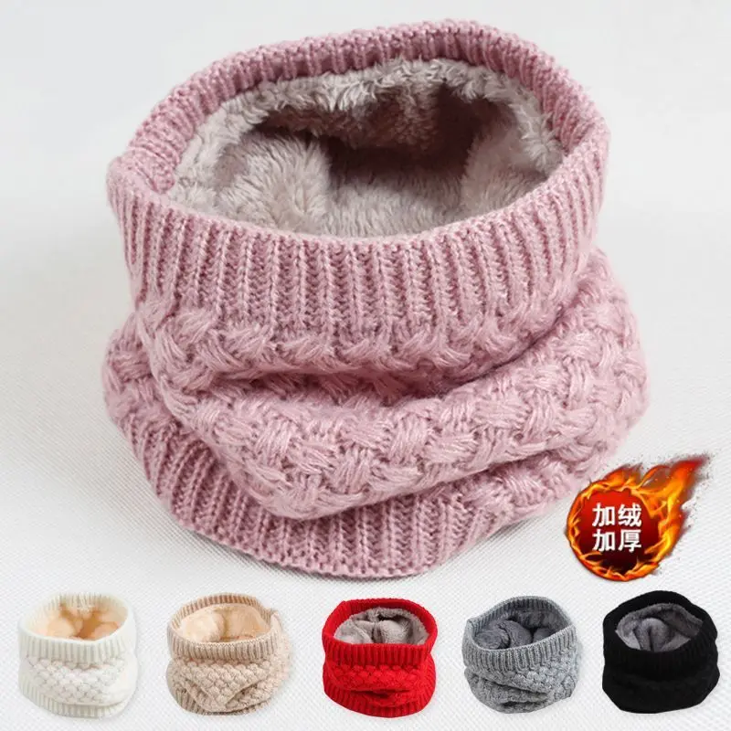 

Winter Warm Ring Scarf Women Solid Color Knitted Neck Warmer Outdoor Full Face Mask Snood Neck Scarves Bufanda Cycling Muffler