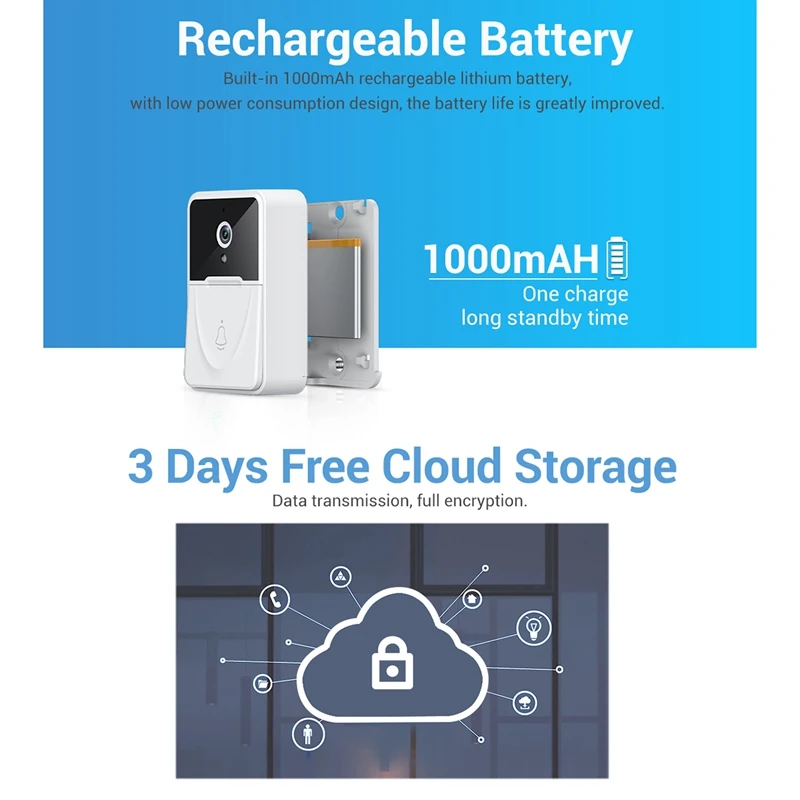 X3 Smart Video campanello Wireless Wifi Video monitoraggio della casa visione notturna citofono campanello supporto visualizzazione App Mobile