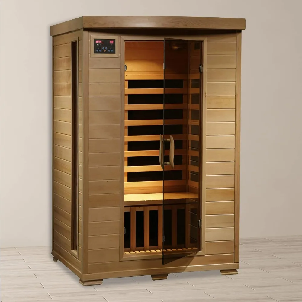 

Radiant Saunas 2-Person Hemlock Infrared Sauna with 6 Carbon Heaters, Chromotherapy Lighting, Oxygen Ionizer, Sauna Rooms