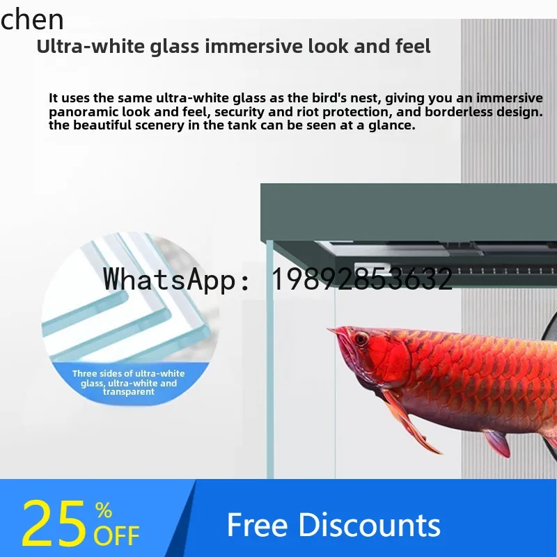 home fish tank living room large floor with bottom cabinet dragon fish tank ultra-white glass home decoration accessories