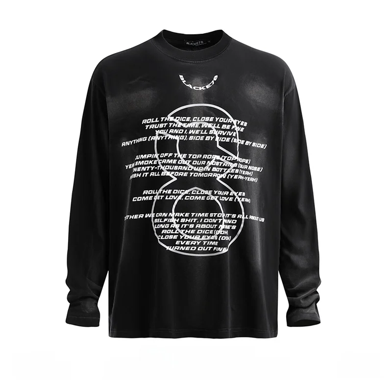 

FXK Original American High Street Trendy Brand Letter Print Long Sve T-irt ex Sports Casual round Ne Overhead Base...