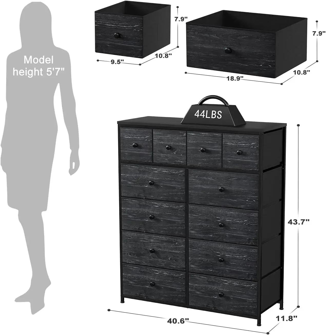 Tall Dressers & Chests of Drawers for Bedroom, Closet, 40.6