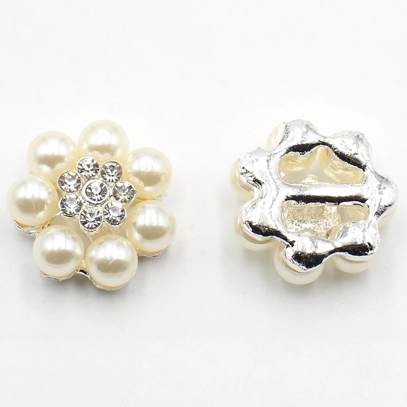 New 10 piece alloy seven pearl rhinestone buttons decorative bow knot center decorative button Diy hair accessories
