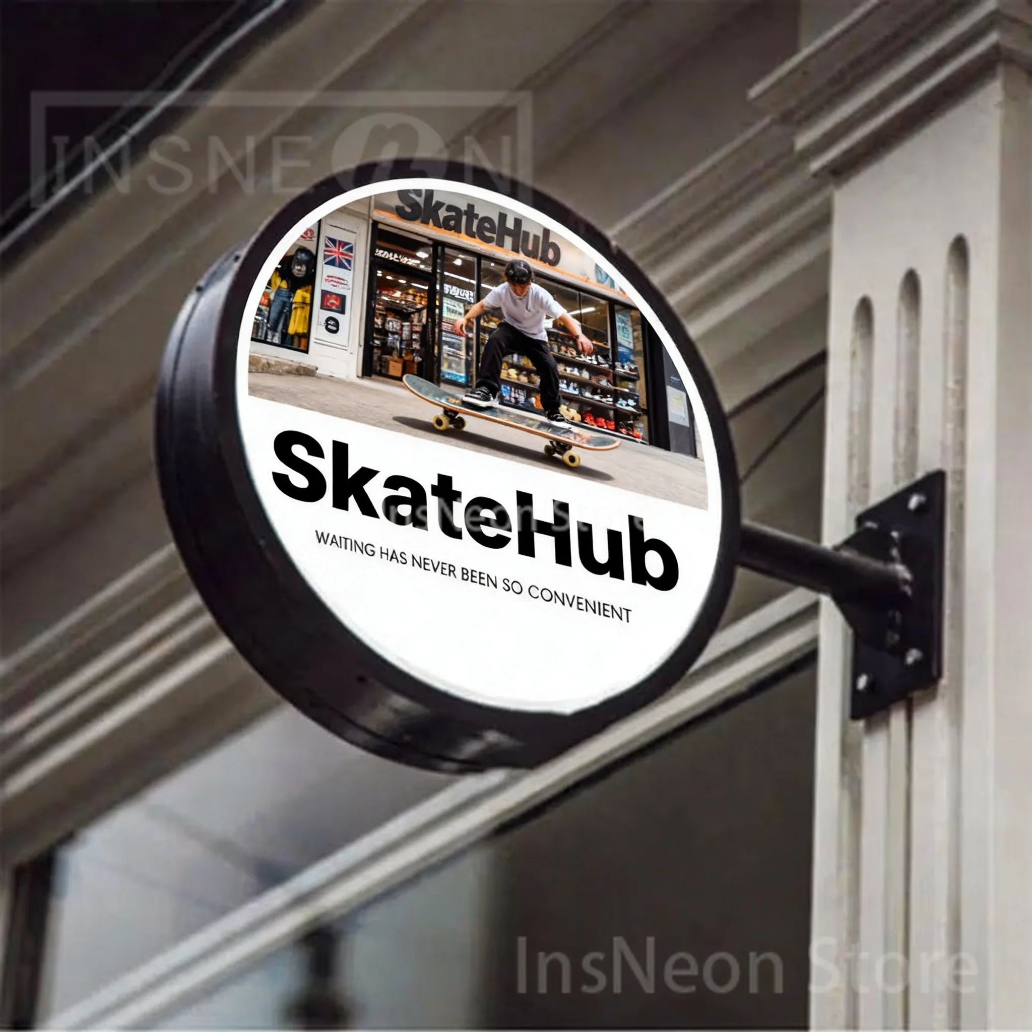 Double Sided Round Light Box,SkateHub,Advertising Light Box Signage,Coffe Sign,Business Shop Sign,Salon Sign For Outdoor Use