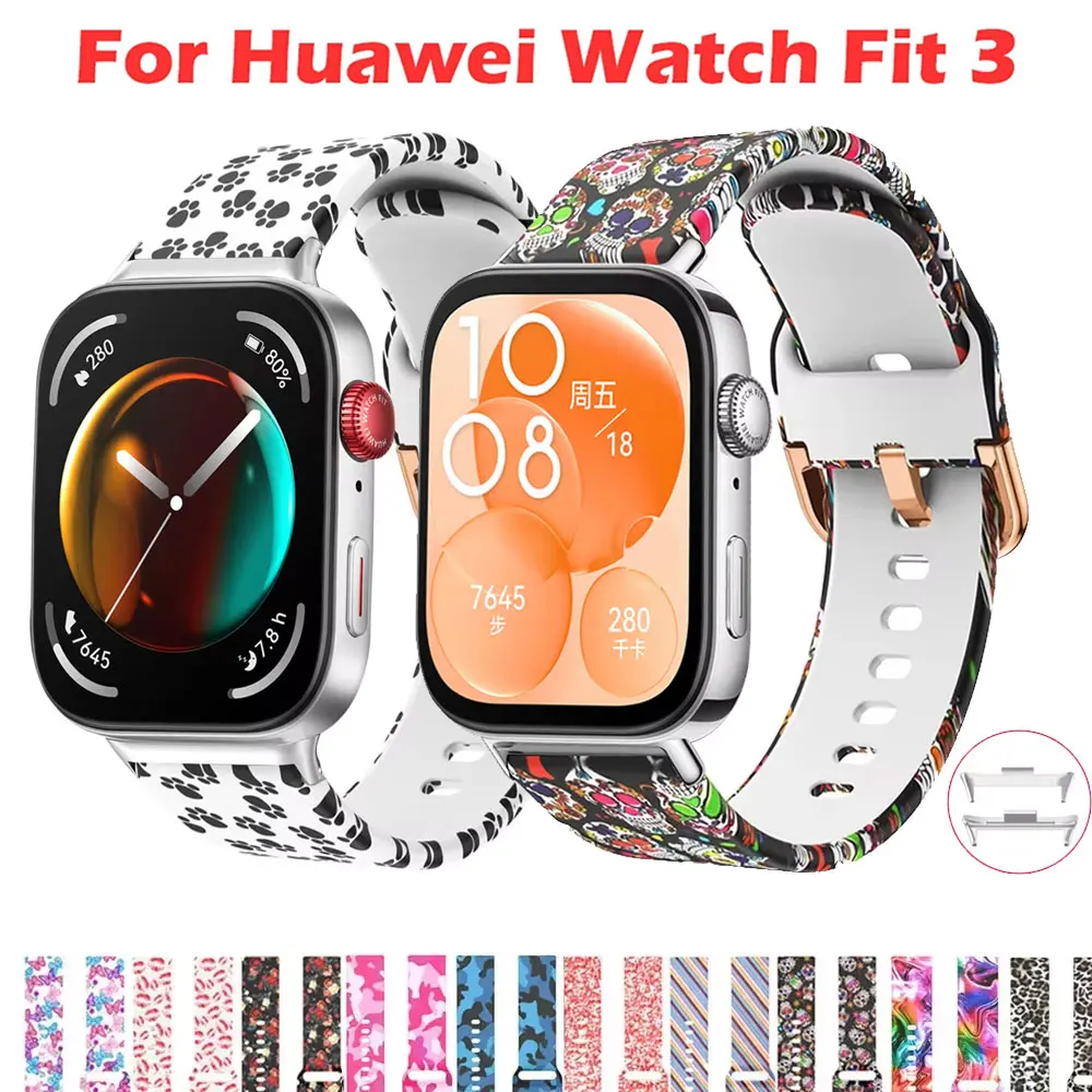 Printing Strap for For Huawei Watch Fit 3 Replacement Silicone SmartWatch Wristband Bracele correa Huawei Watch Fit3 Accessories