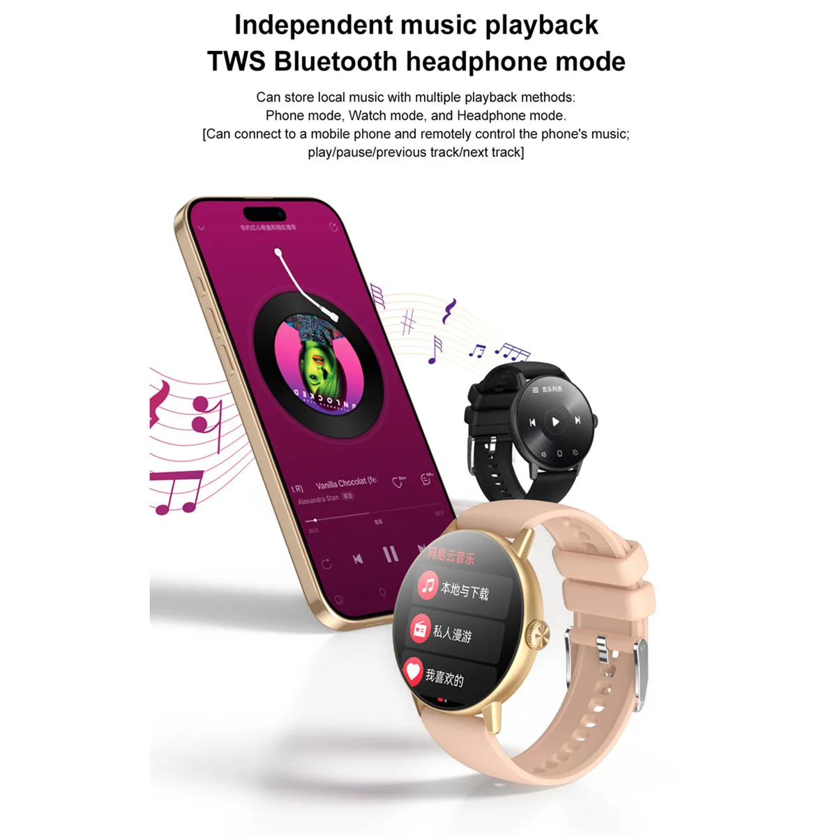 ساعة ذكية للنساء تدعم TWS Connect Whatsapp Message Reply 4GB/ROM مساعد صوتي بلوتوث خريطة الاتصال الملاحة Smartwatch